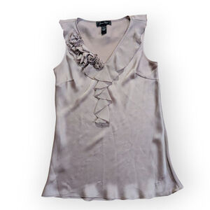 Susan Lewis Sleeveless Ruffle Top Small Mauve Pink